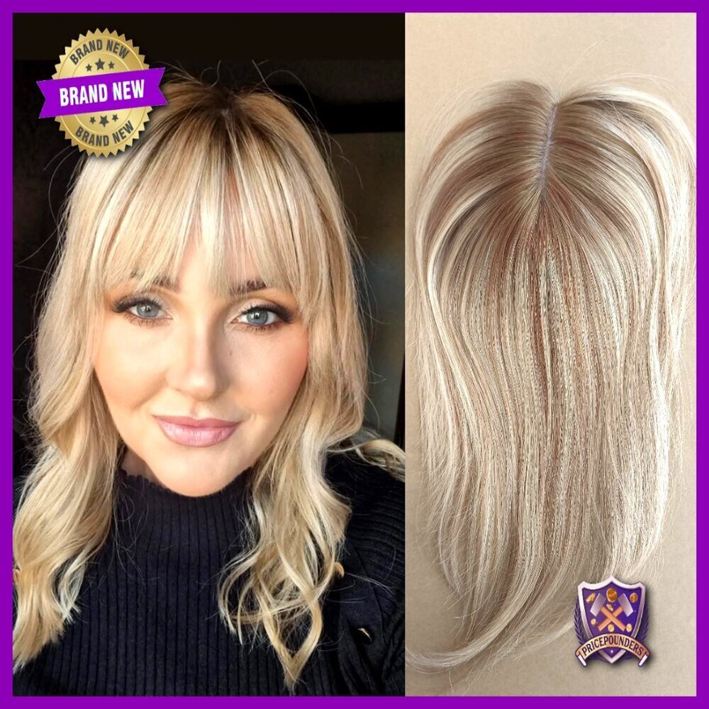 Human Hair Topper Silk Base Crown Coverage No Bangs Short Remy Hairpiece